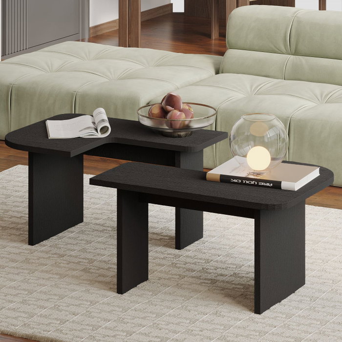 Hanah Home Iris - Juego de mesas de café Negro